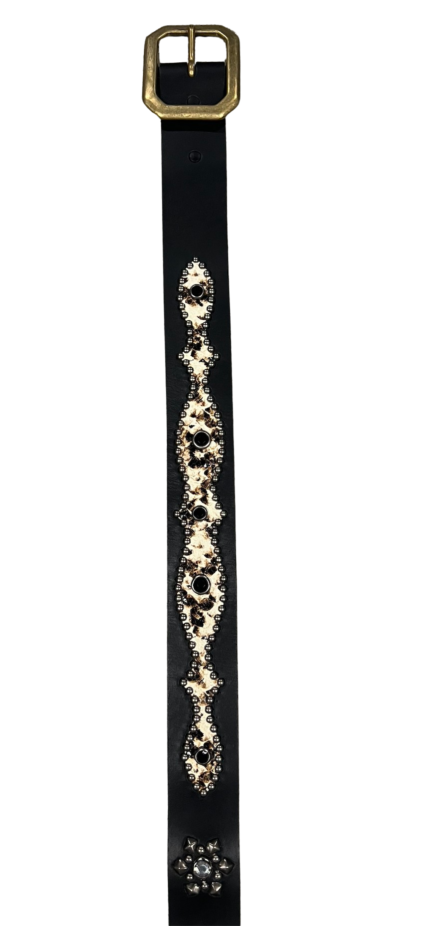 Studded 'White and Black' Snakeskin Black Belt 