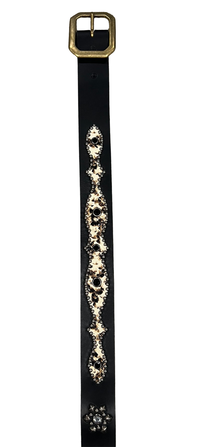 Studded 'White and Black' Snakeskin Black Belt 