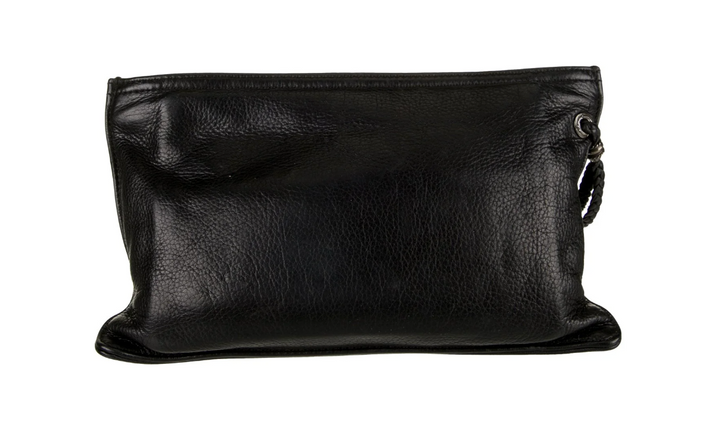 Chrome Hearts Silver Cross Leather Zip Clutch