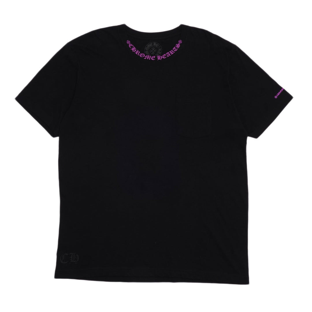 Chrome Hearts 'Purple Neck Logo' Black Pocket Tee