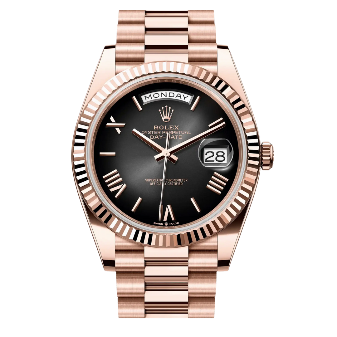 Rolex Day-Date 40MM Slate Ombre Roman Rose Gold Watch 228235 2026