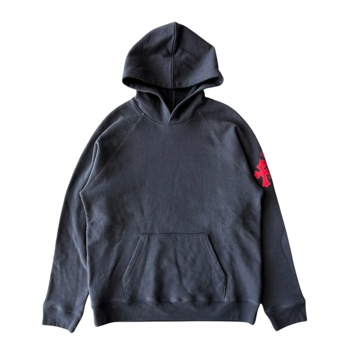 Chrome Hearts 'Red Paper Jam' Shoulder Cross Navy Hoodie