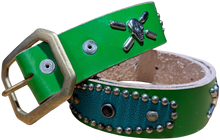 Studded 'Green Skull' Leather Belt