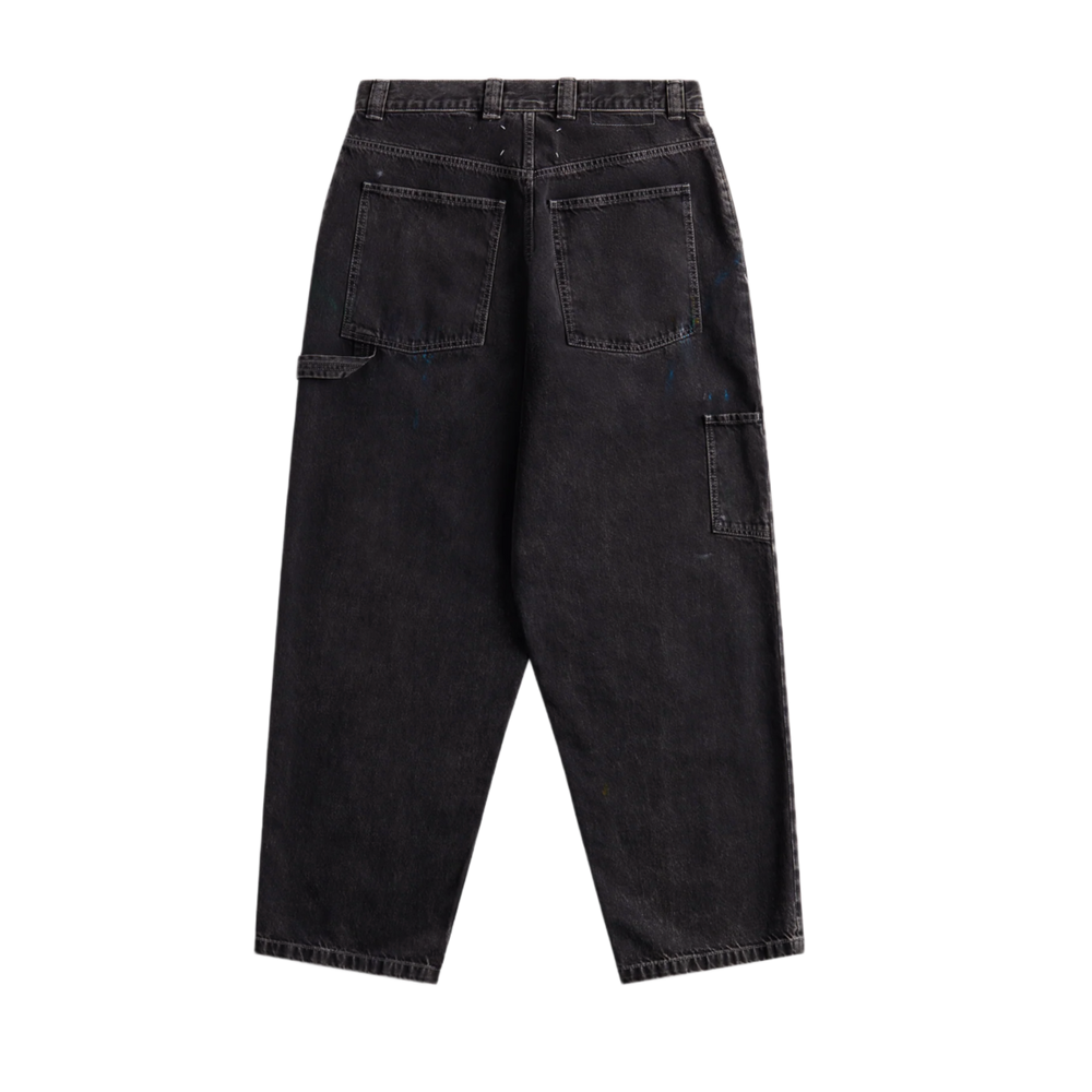 Maison Margiela 'Black' Wide Leg Paint Splattered Distressed Jeans 