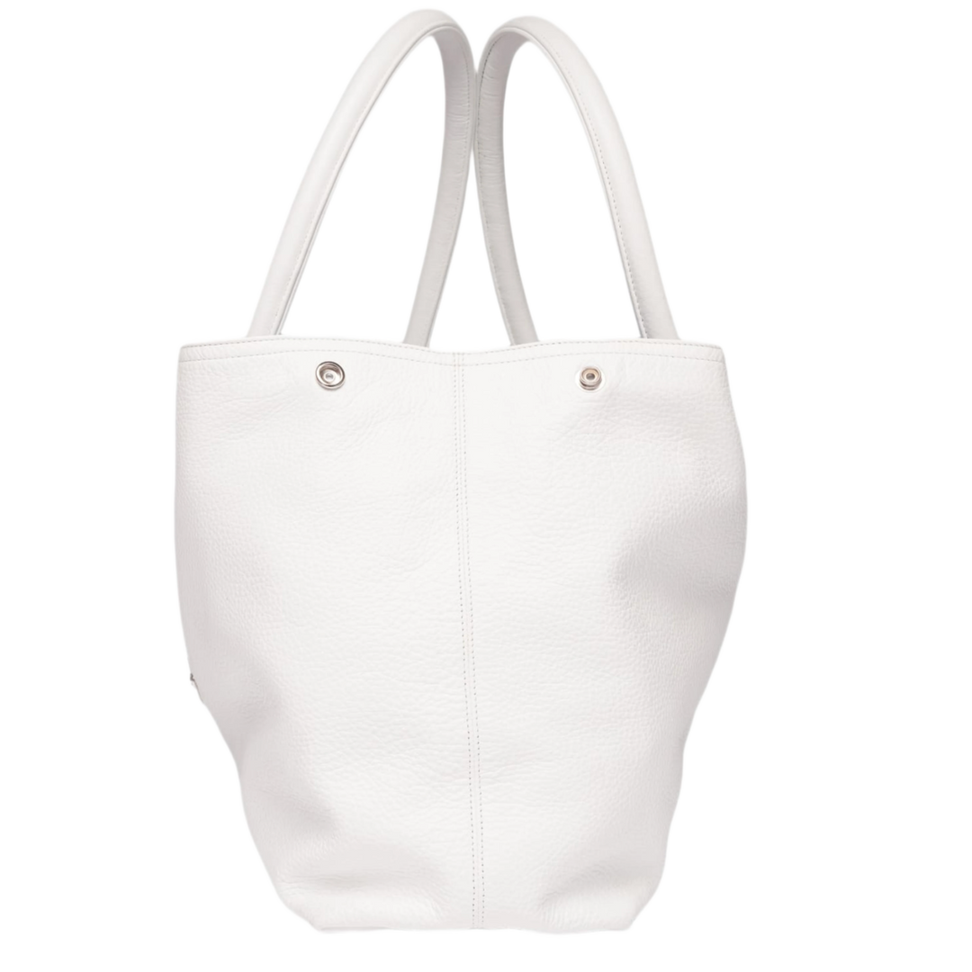 Chrome Hearts Fleur Patch White Leather Tote Bag