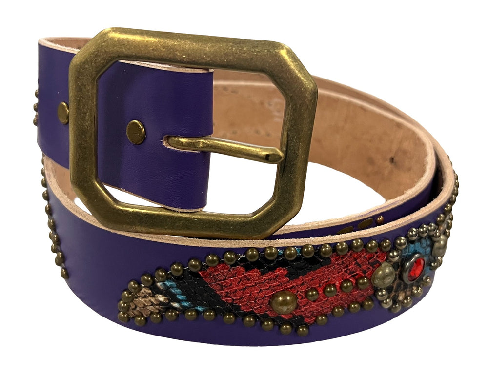 Studded 'Gradient Snakeskin' Purple Belt