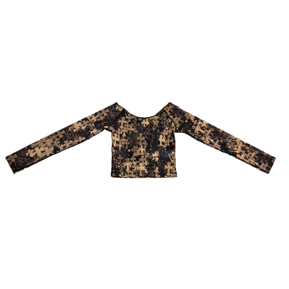 Chrome Hearts 'Cross Print' Womens Mesh Longsleeve Top