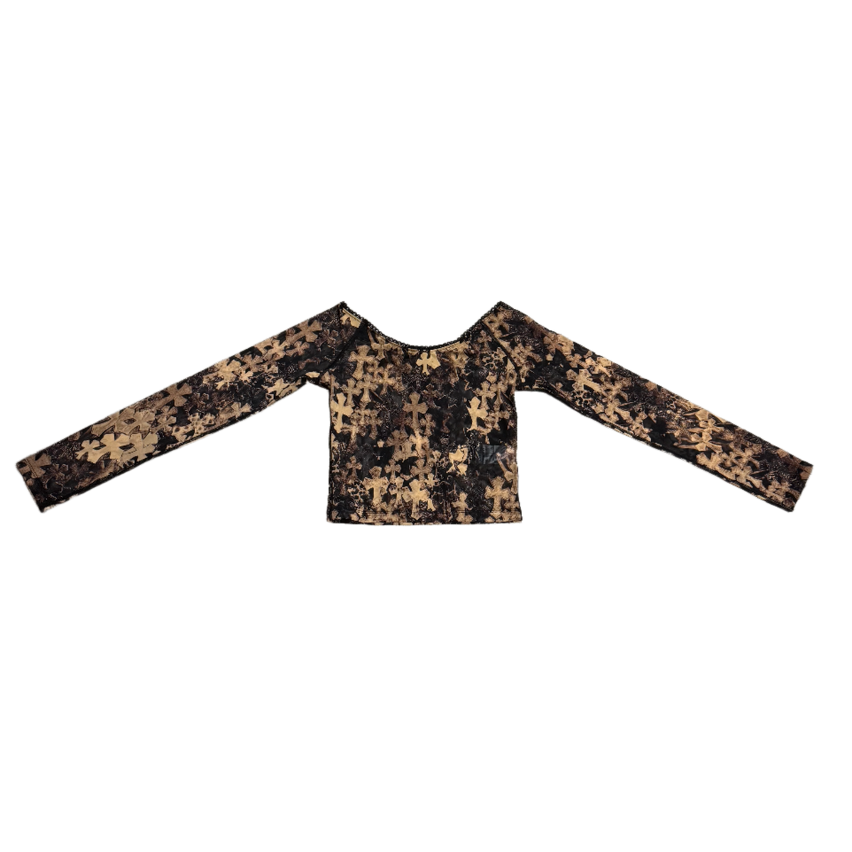 Chrome Hearts 'Cross Print' Womens Mesh Longsleeve Top