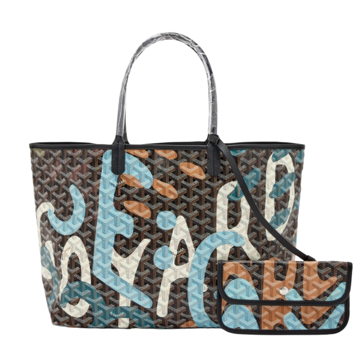 Goyard 'Blue Lettres Camouflage' Canvas Saint Louis PM Tote