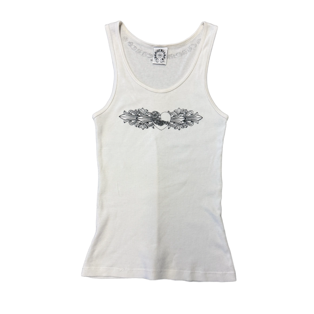 Chrome Hearts Vintage Women's White 'Floral Heart' Tank Top