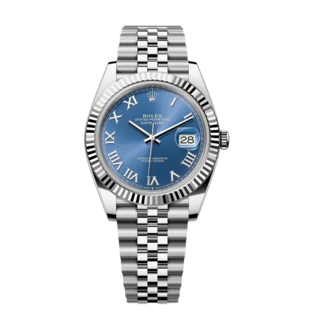 Rolex DateJust 'Blue Roman Numerals' 41MM Fluted Jubilee Watch 2022 126334