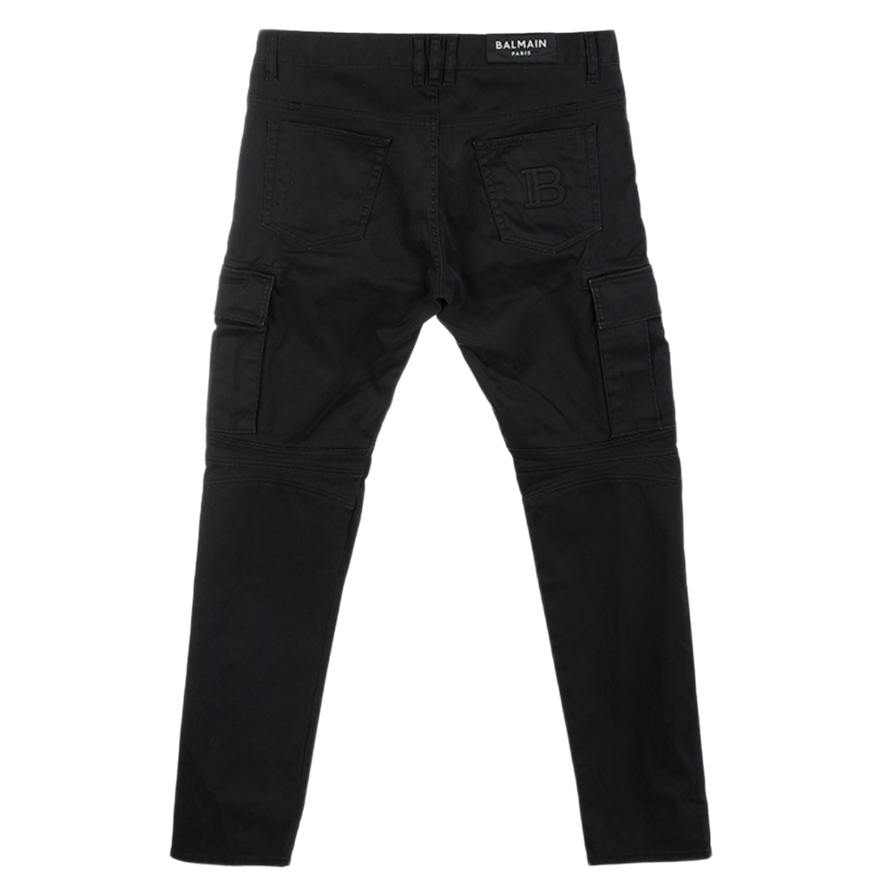 Balmain 'Black Embossed Slim-Fit Cargo' Biker Pants