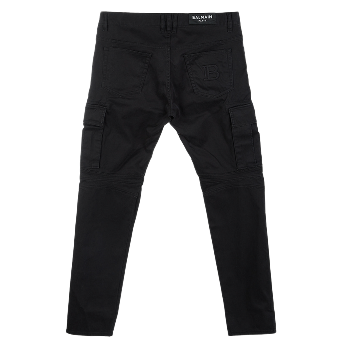 Balmain 'Black Embossed Slim-Fit Cargo' Biker Pants
