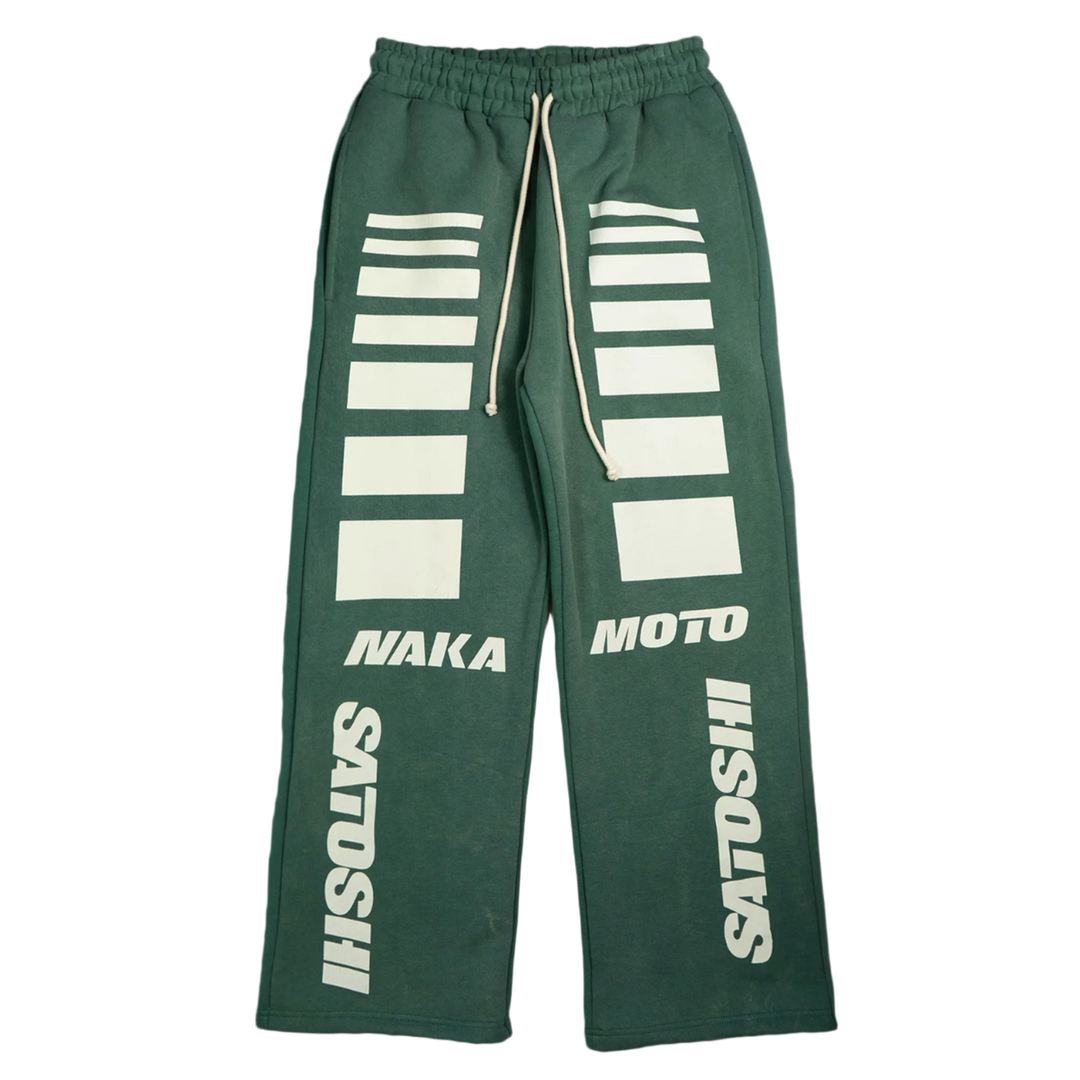 Satoshi Nakamoto 'Green' Baggy Moto Sweatpants