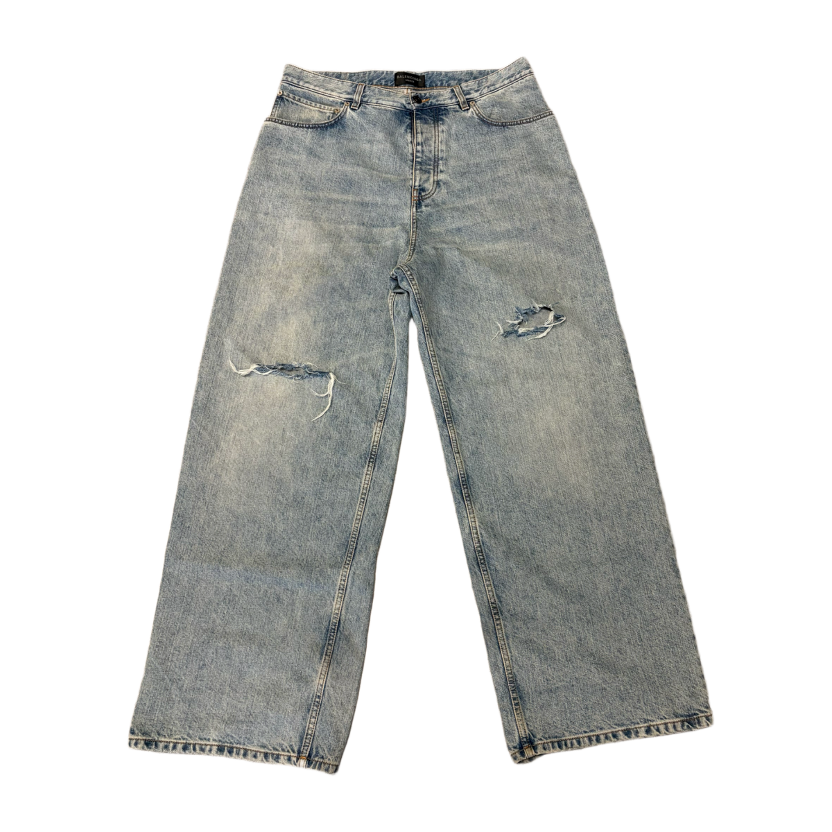 Balenciaga 'Light Blue' Destroyed Baggy Jean