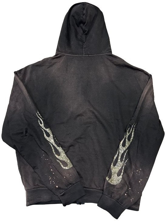 Bossi 'Grey Flames' Rhinestone Zip-Up Hoodie