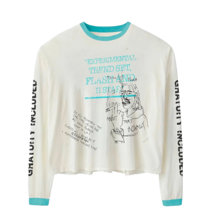 Happy Memories Don't Die 'White/Blue' Wringer Gratuity Longsleeve Tee