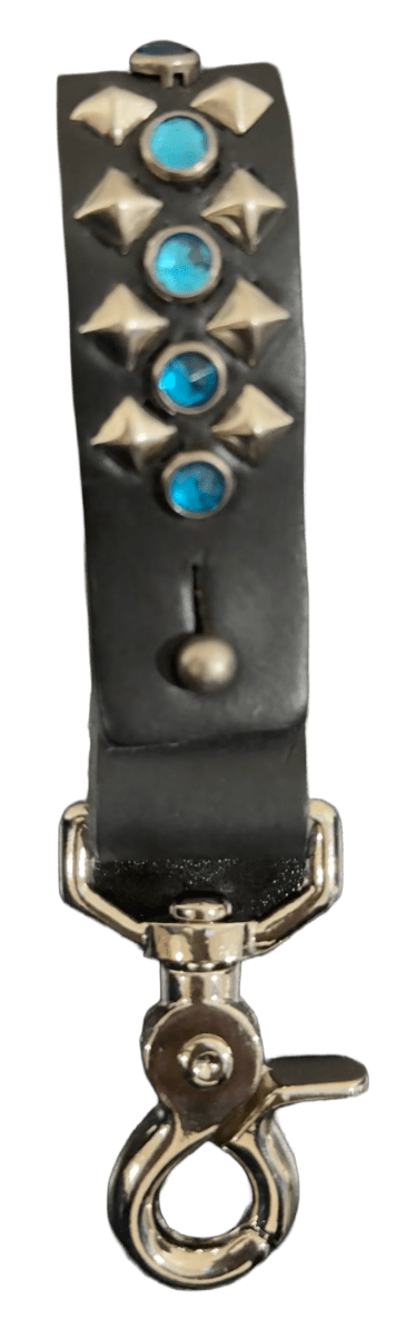 Studded Leather Keychain 'Turqoise/Silver'