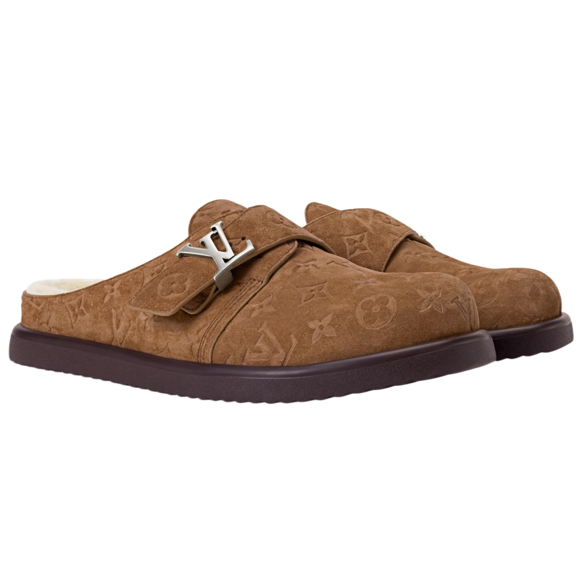 Louis Vuitton 'Khaki' Shearling Lined Mule