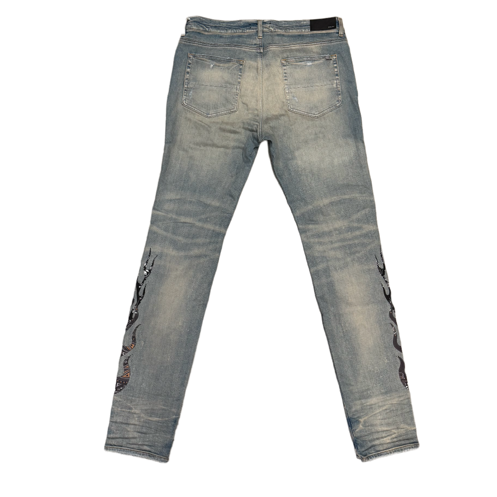 Amiri 'Clay Indigo/Black Bandana Flame' Jeans
