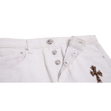 Chrome Hearts 'Cheetah Cross Patch' White Levi Jeans
