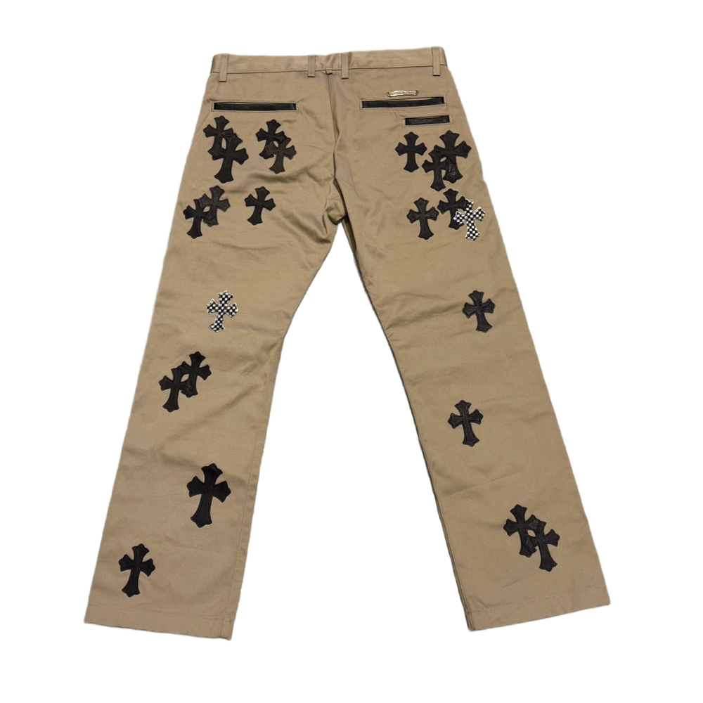 Chrome Hearts 'Black Camo Checker' Cross Patch Tan Chino Pants