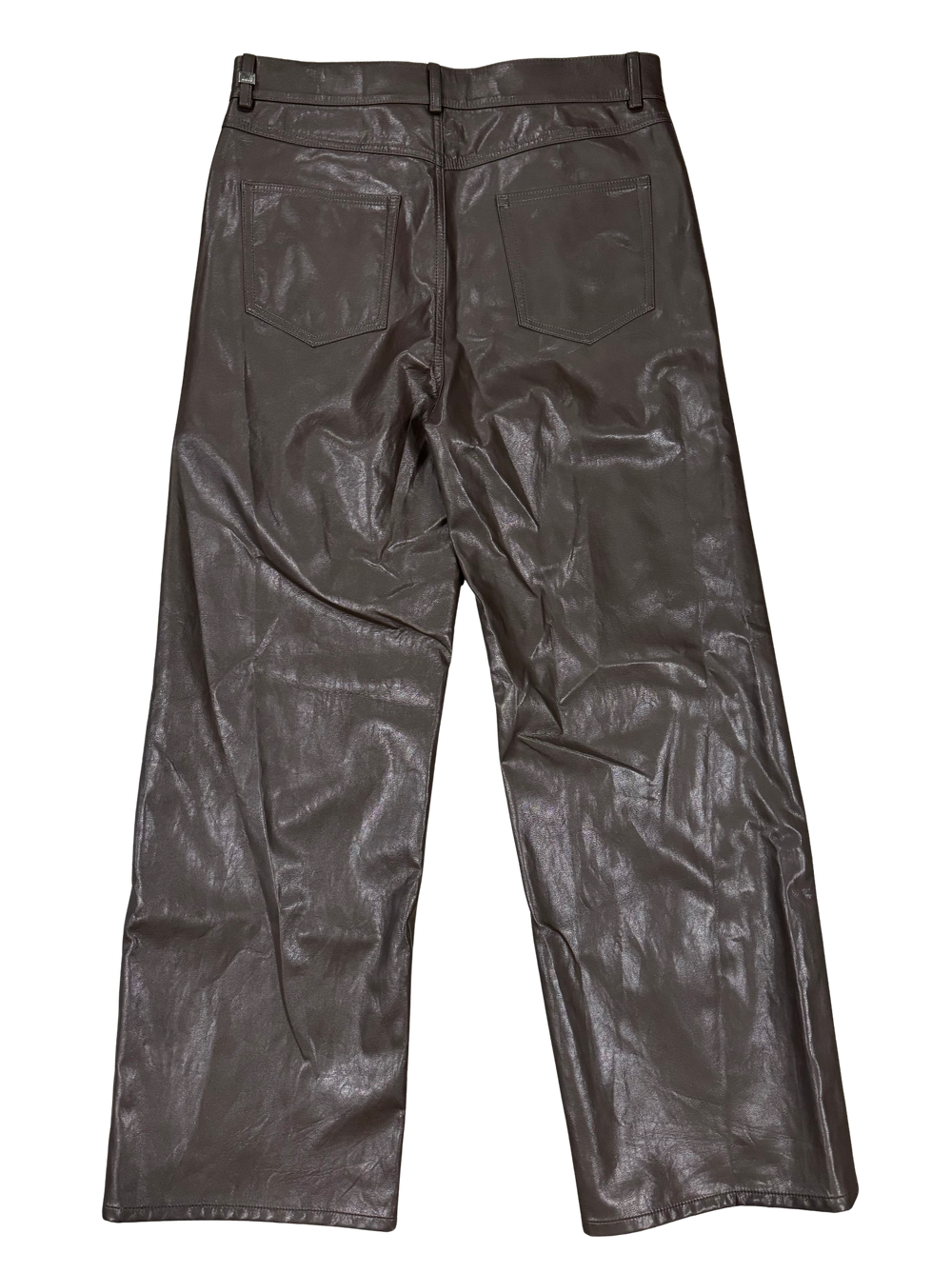 System 'Brown' Faux Leather Wide Leg Pants