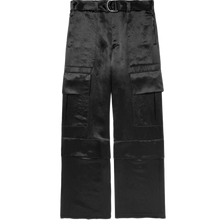 Jil Sander 'Black' Straight Leg Belted Satin Cargo Trousers