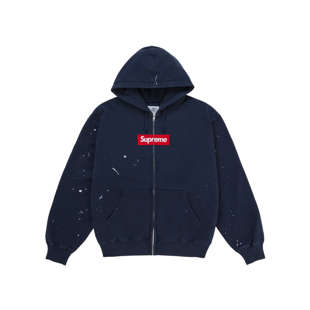 Supreme MM6 Maison Margiela 'Navy Blue' Box Logo Zip Up Hooded Sweatshirt