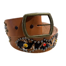 Studded 'Gem Mohair' Brown Belt