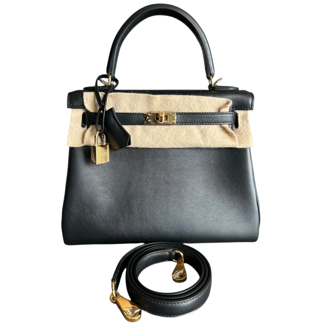 Hermès 'Black' Gold Hardware Swift Kelly 25