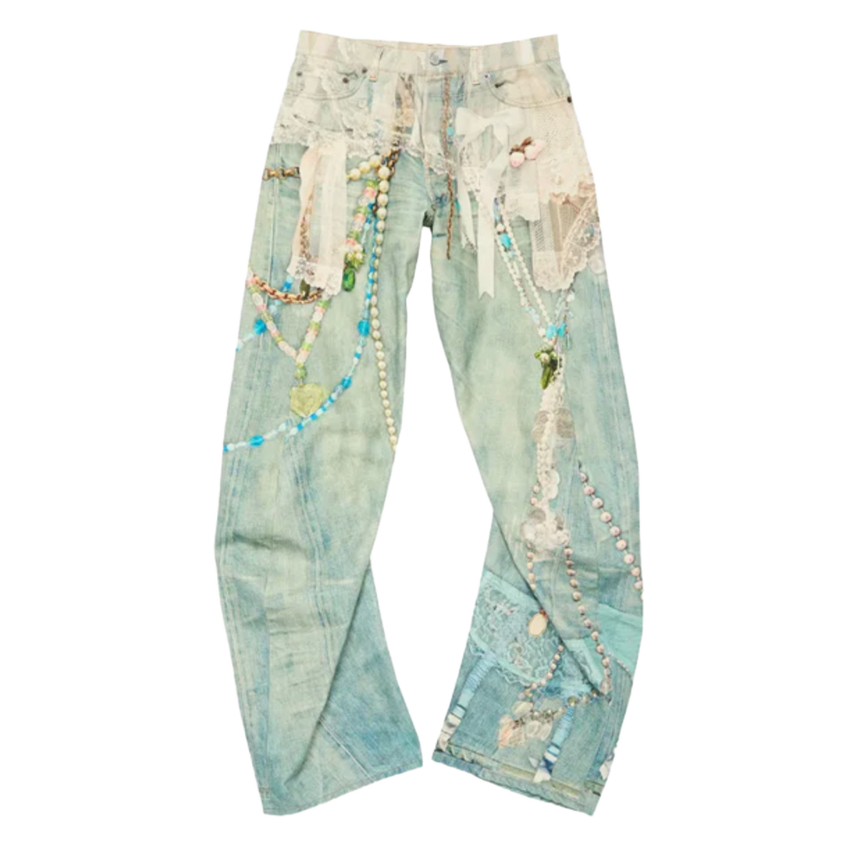 Acne Studios 'White/Green' 2006 Relaxed Fit Jeans