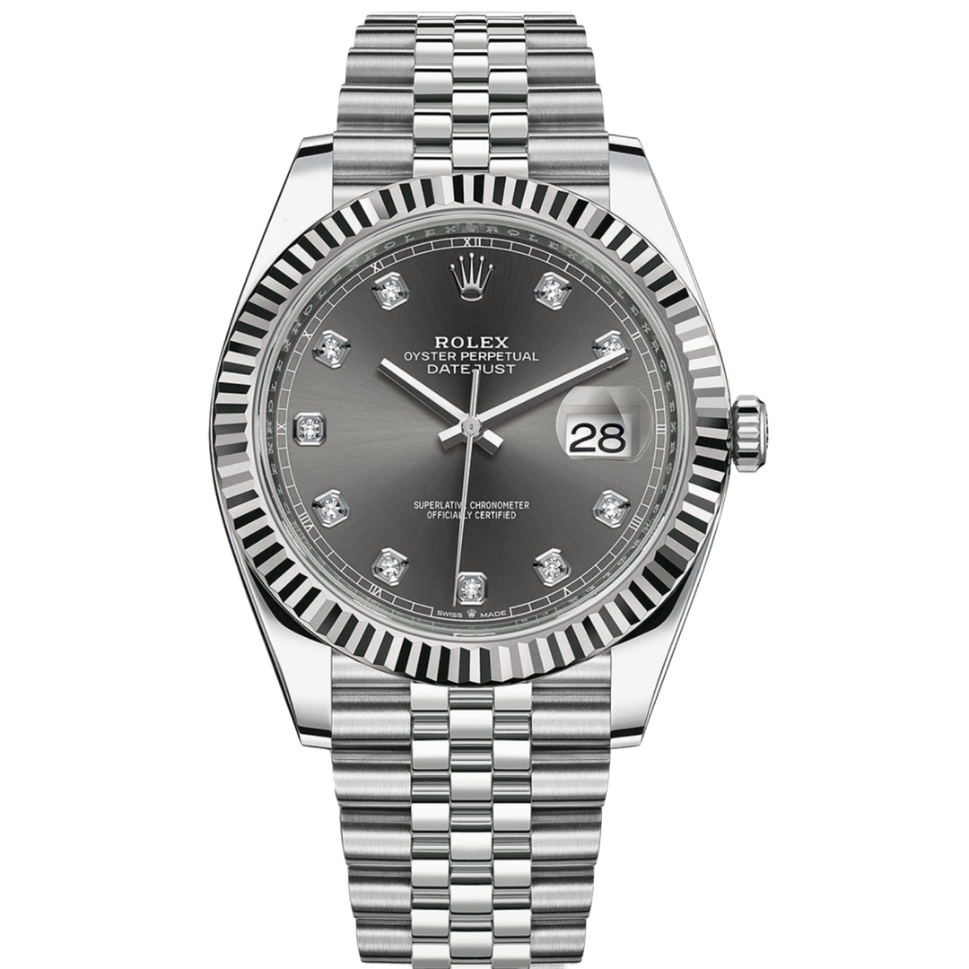 Rolex Datejust 'Dark Rhodium Diamond' 41MM Fluted Jubilee Watch 2024 126334