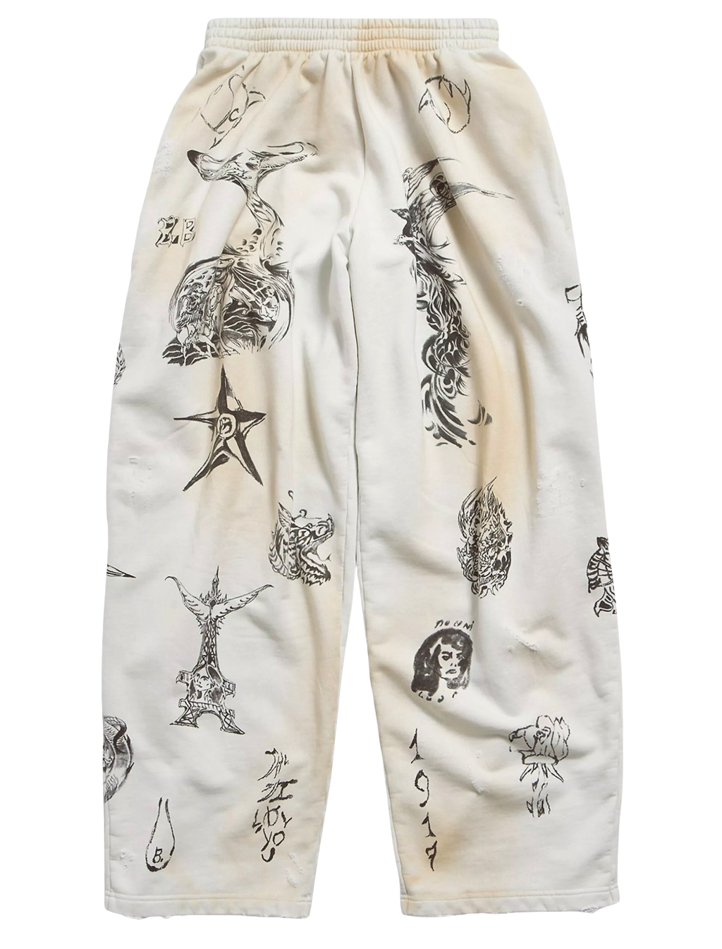 Balenciaga 'Tat Baggy' White Sweatpants
