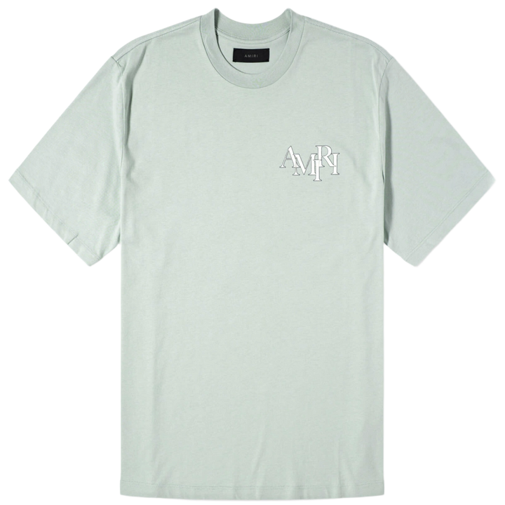 Amiri 'Staggered Logo' Frosty Green Tee