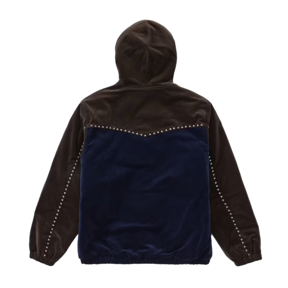 Supreme 'Blue/Brown' Studded Velour Zip Up Sweatshirt