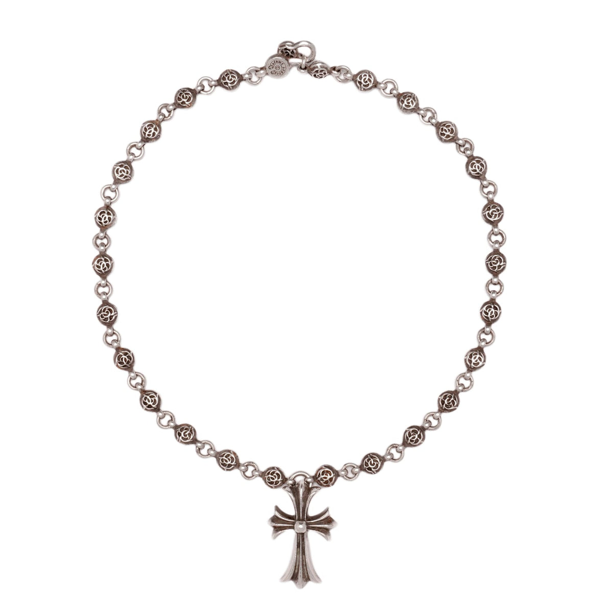 Chrome Hearts 'Rose Ball' Necklace with Small Cross