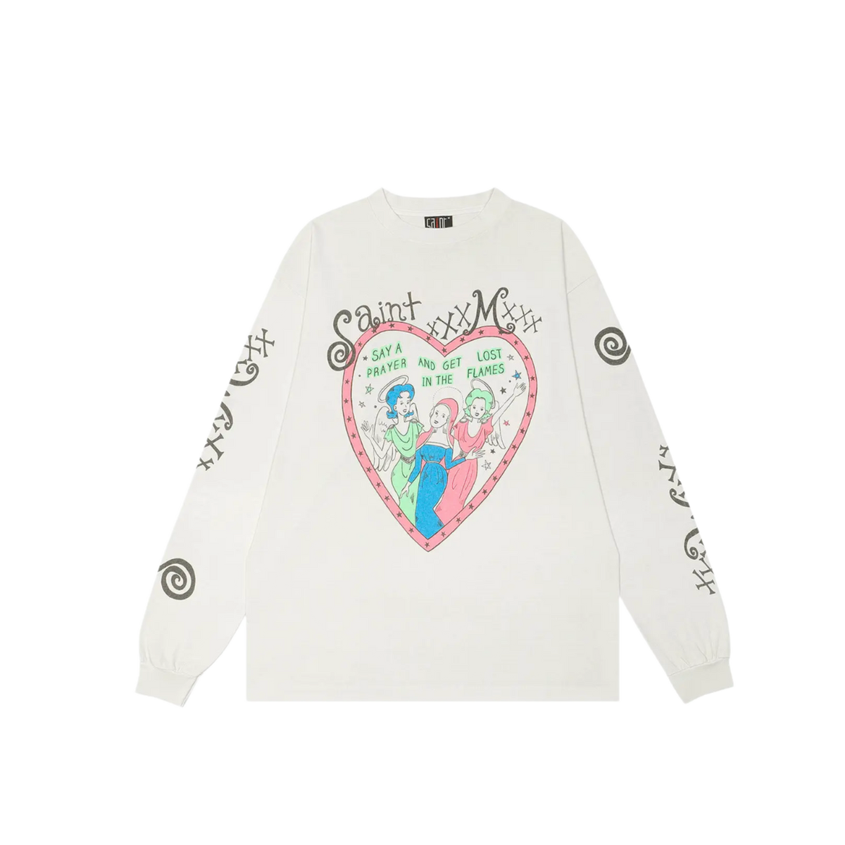 Saint Mxxxxxx 'Pink Heart' White Longsleeve