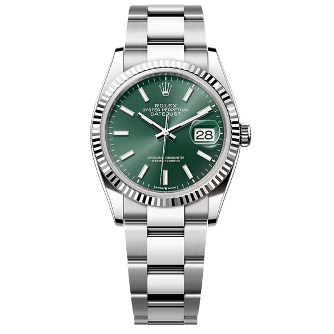 Rolex DateJust 'Green Index' Fluted Oyster Watch 36 2025