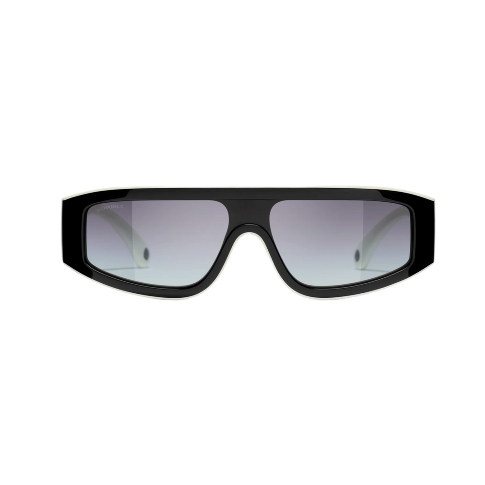 Chanel 'White/Black' Shield Sunglasses