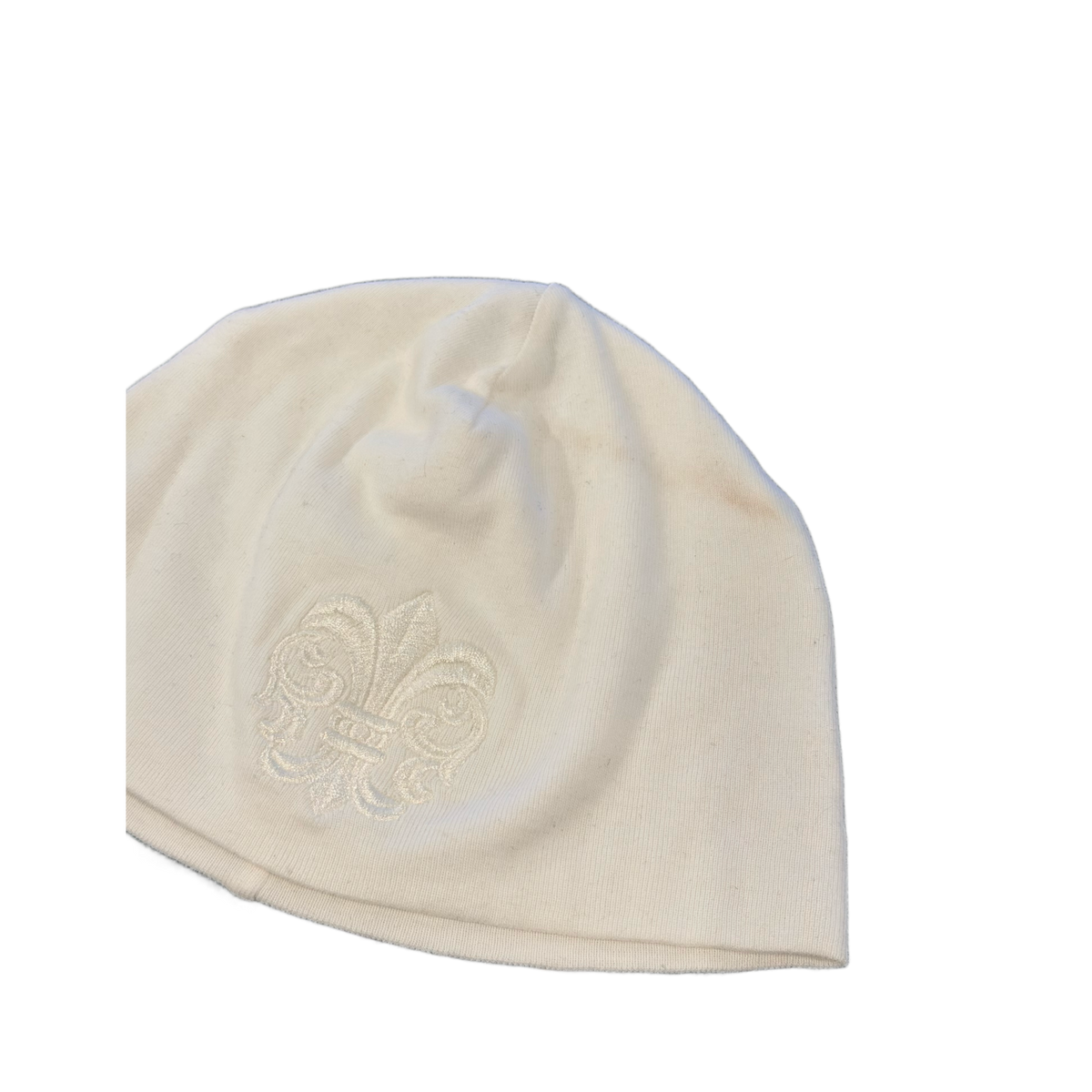 Chrome Hearts 'Fleur' White Skull Cap Beanie