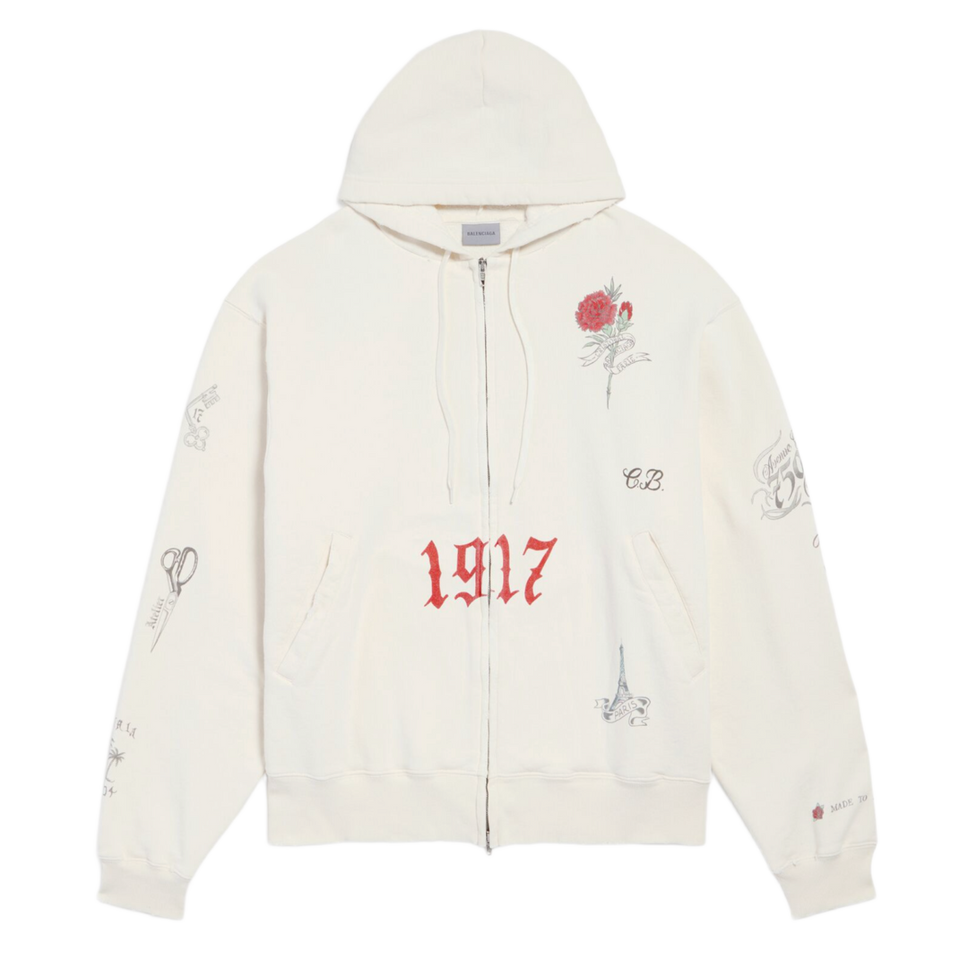 Balenciaga 'Cream' Tattoo Baggy Zip-Up