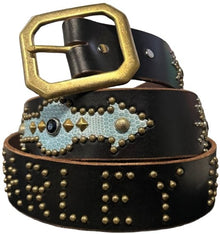 Studded 'Light Blue Snake' Harley Davidson Belt
