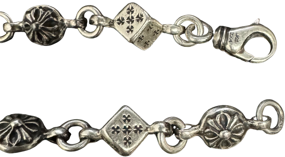 Chrome Hearts 'Dice & Plus' 7in Silver Bracelet
