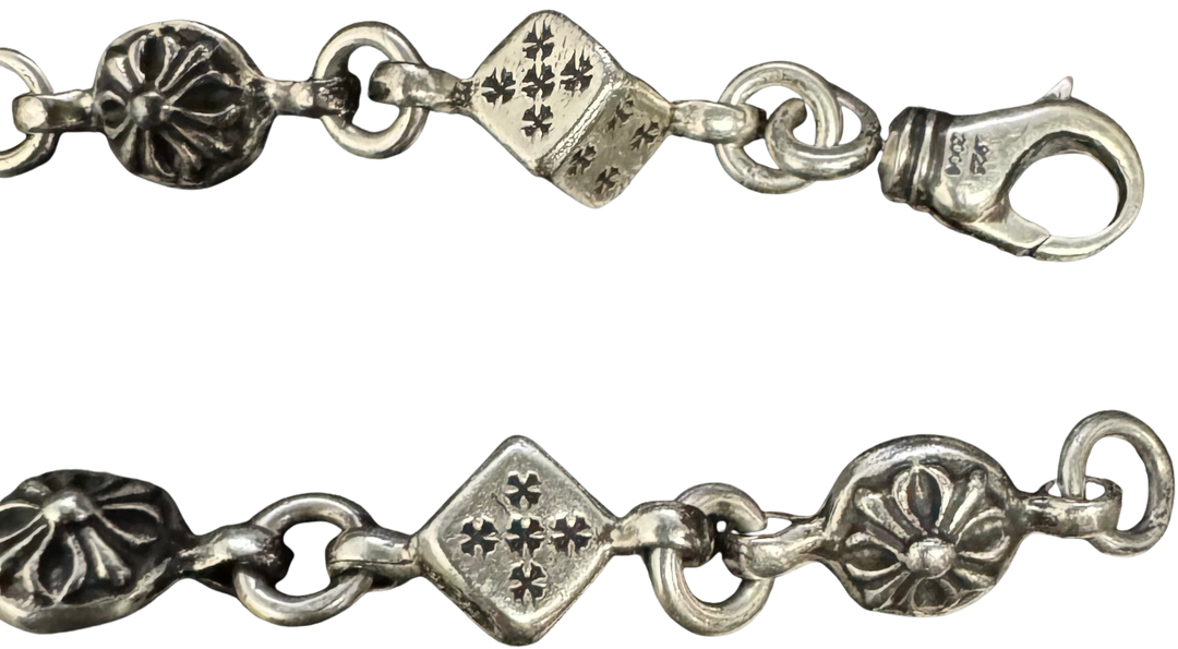 Chrome Hearts 'Dice & Plus' 7in Silver Bracelet