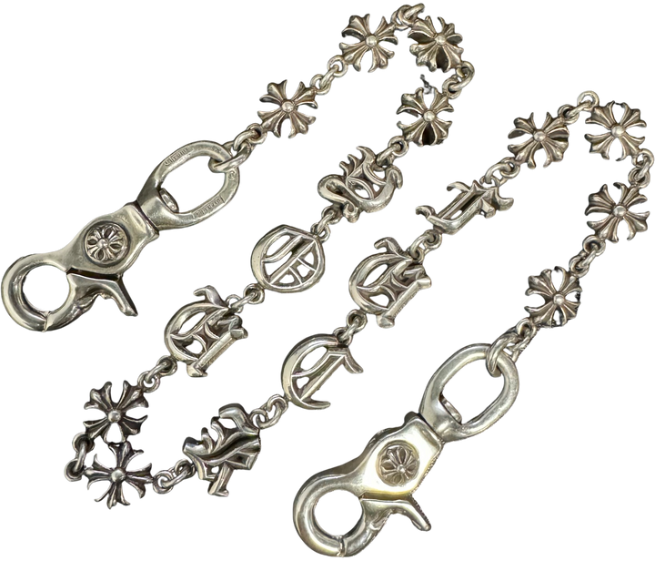 Chrome Hearts 'Fuck You' 23in Plus Cross Silver Wallet Chain