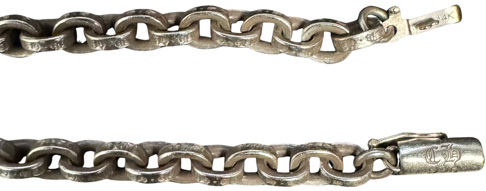Chrome Hearts 'Filigree Cross' 20in Silver Paper Chain Necklace