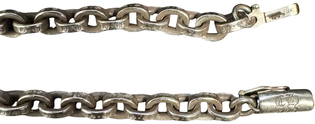 Chrome Hearts 'Filigree Cross' 20in Silver Paper Chain Necklace