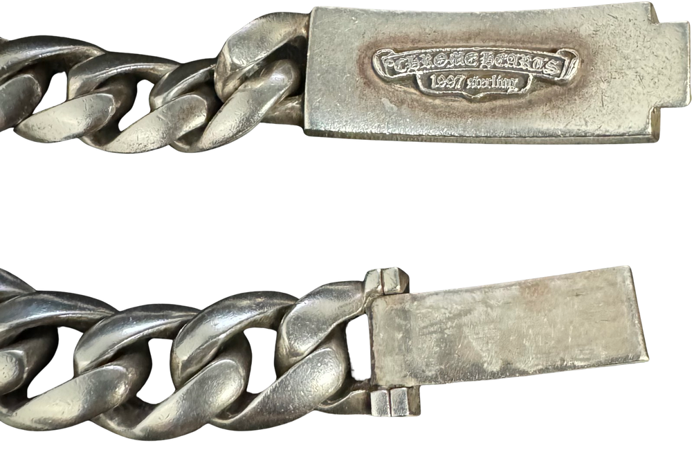 Chrome Hearts 'Floral Cross' 8in Silver ID Cuban Bracelet