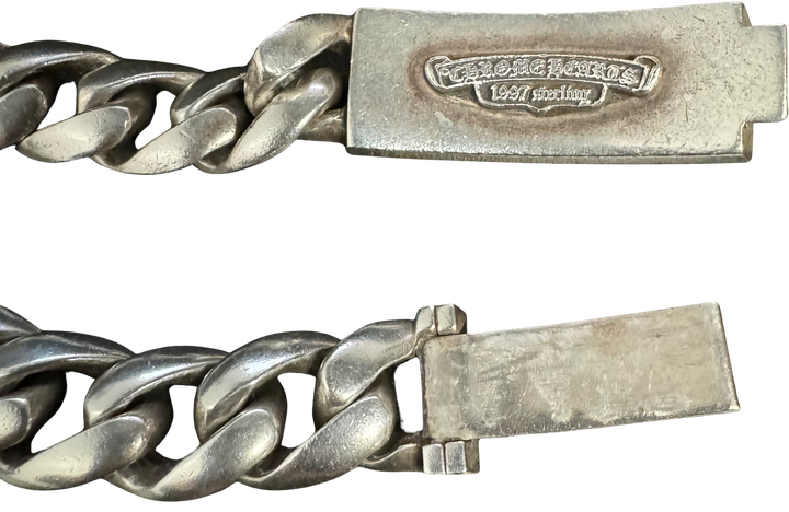 Chrome Hearts 'Floral Cross' 8in Silver ID Cuban Bracelet